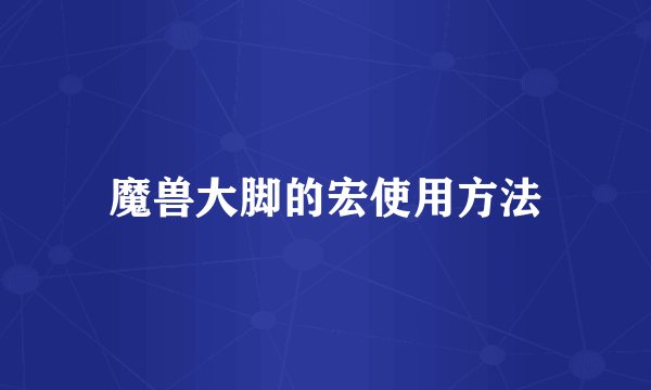 魔兽大脚的宏使用方法