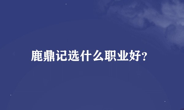 鹿鼎记选什么职业好？