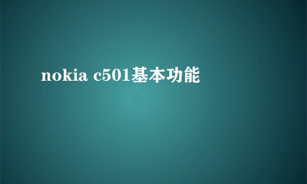 nokia c501基本功能