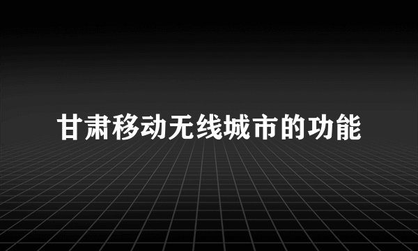 甘肃移动无线城市的功能