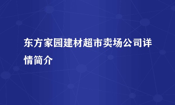 东方家园建材超市卖场公司详情简介