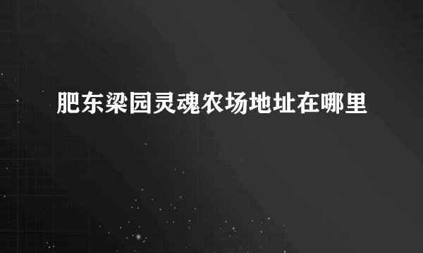 肥东梁园灵魂农场地址在哪里