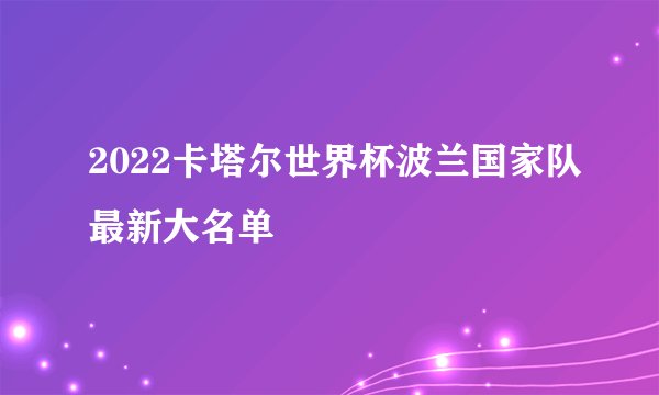 2022卡塔尔世界杯波兰国家队最新大名单