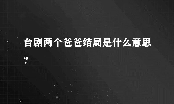 台剧两个爸爸结局是什么意思？