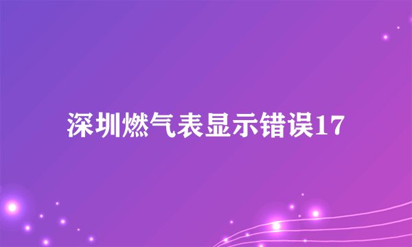 深圳燃气表显示错误17