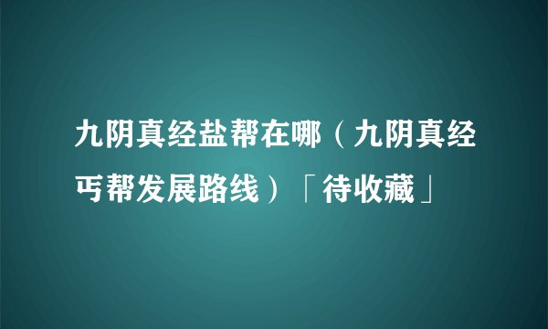 九阴真经盐帮在哪（九阴真经丐帮发展路线）「待收藏」