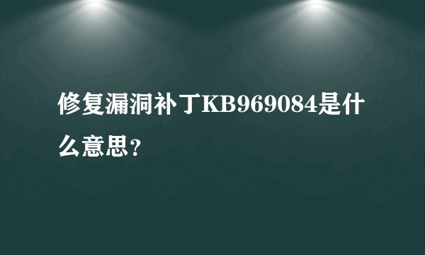 修复漏洞补丁KB969084是什么意思？