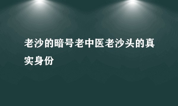 老沙的暗号老中医老沙头的真实身份