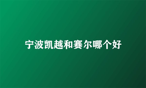 宁波凯越和赛尔哪个好