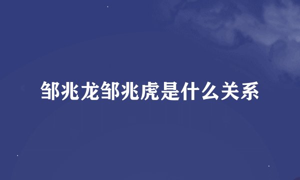 邹兆龙邹兆虎是什么关系