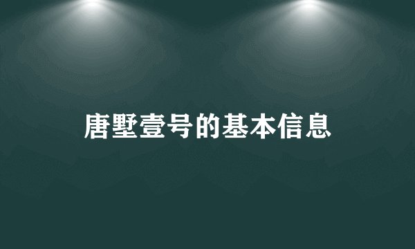 唐墅壹号的基本信息