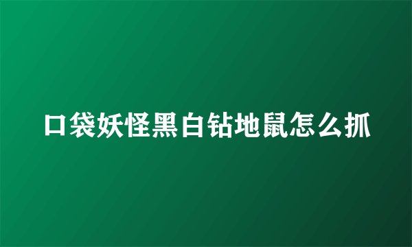 口袋妖怪黑白钻地鼠怎么抓