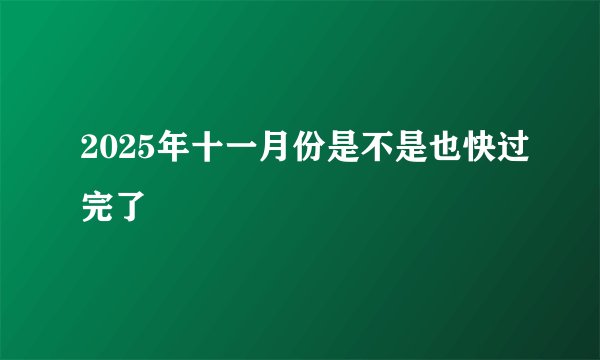 2025年十一月份是不是也快过完了