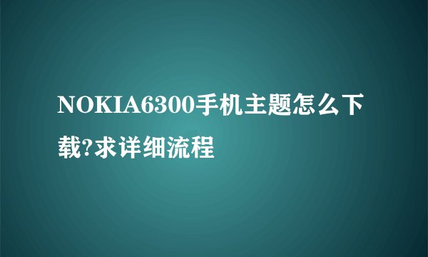 NOKIA6300手机主题怎么下载?求详细流程
