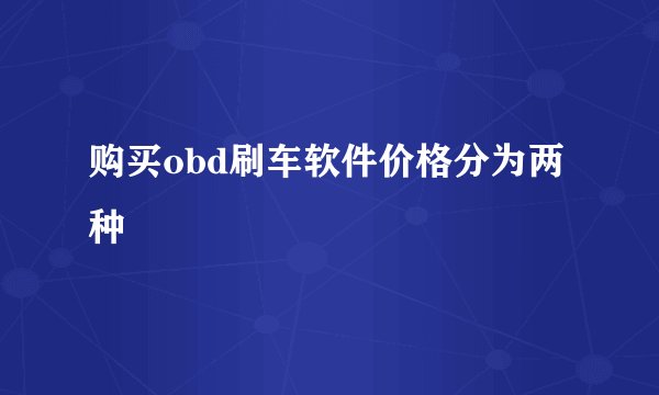 购买obd刷车软件价格分为两种