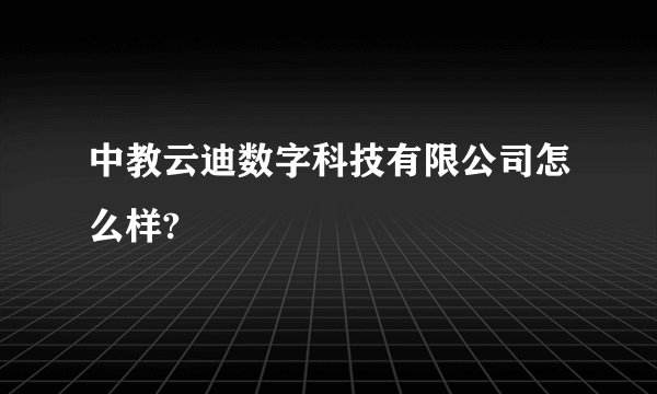 中教云迪数字科技有限公司怎么样?