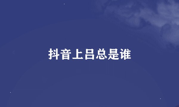 抖音上吕总是谁