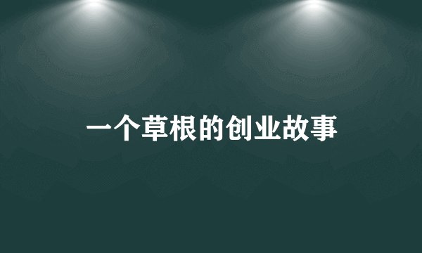 一个草根的创业故事