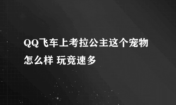 QQ飞车上考拉公主这个宠物怎么样 玩竞速多