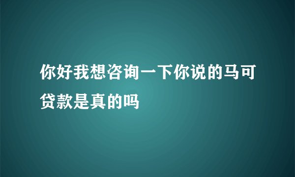 你好我想咨询一下你说的马可贷款是真的吗