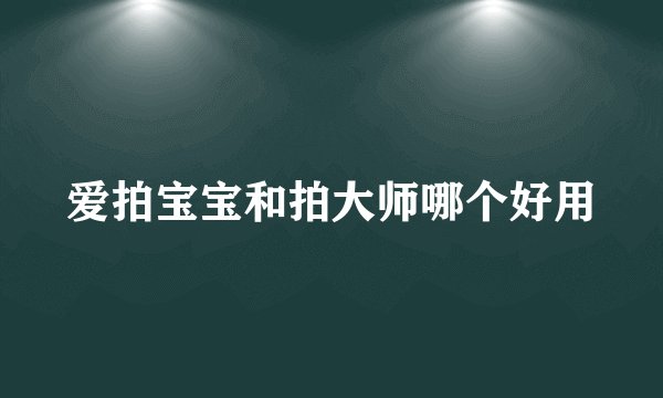 爱拍宝宝和拍大师哪个好用