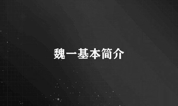 魏一基本简介