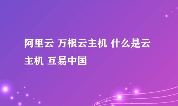 阿里云 万根云主机 什么是云主机 互易中国