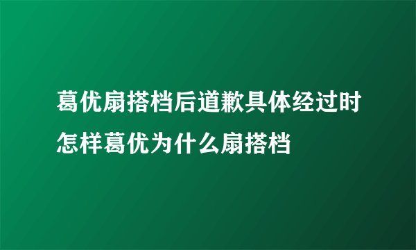 葛优扇搭档后道歉具体经过时怎样葛优为什么扇搭档