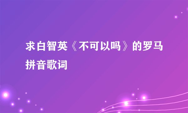 求白智英《不可以吗》的罗马拼音歌词