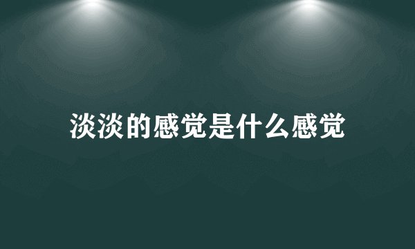 淡淡的感觉是什么感觉