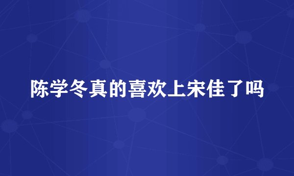 陈学冬真的喜欢上宋佳了吗