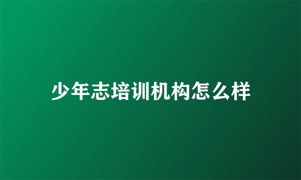 少年志培训机构怎么样