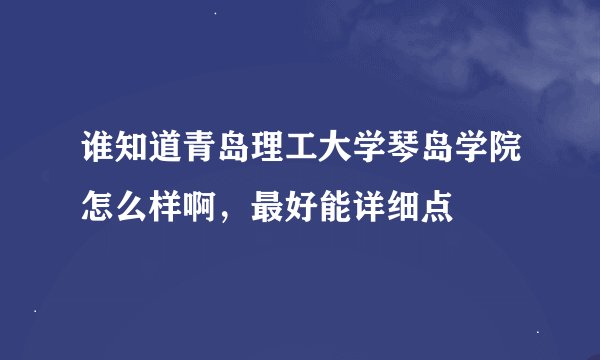谁知道青岛理工大学琴岛学院怎么样啊，最好能详细点