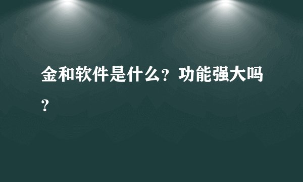 金和软件是什么？功能强大吗？