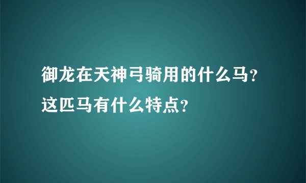 御龙在天神弓骑用的什么马？这匹马有什么特点？