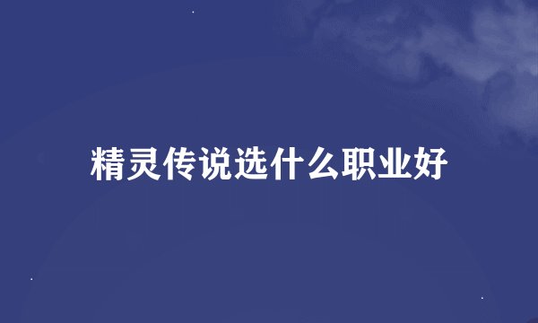 精灵传说选什么职业好