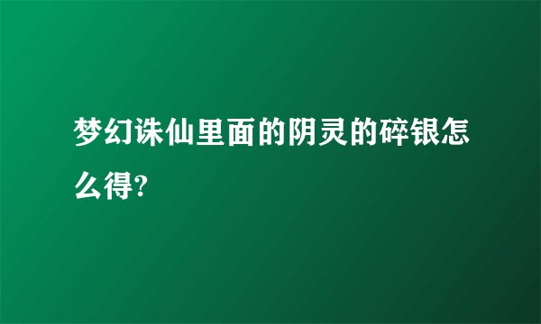梦幻诛仙里面的阴灵的碎银怎么得?