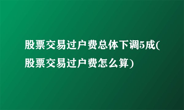 股票交易过户费总体下调5成(股票交易过户费怎么算)