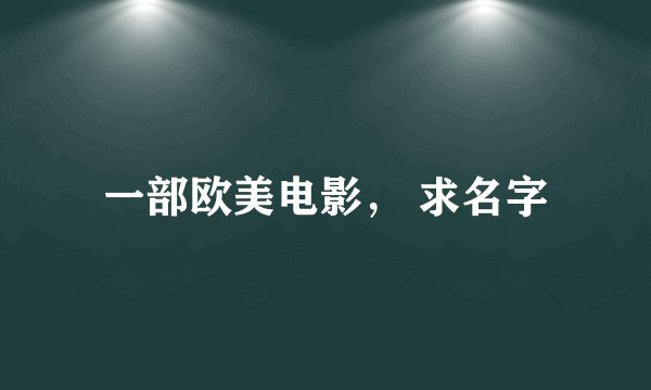 一部欧美电影， 求名字