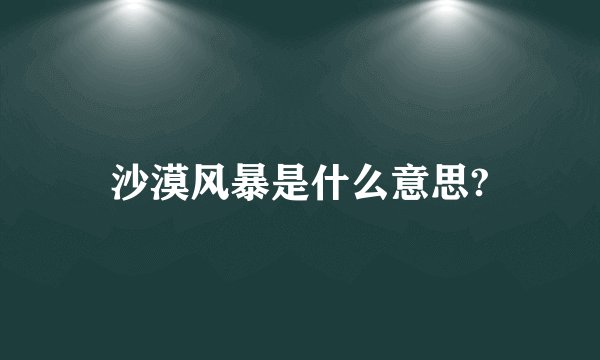 沙漠风暴是什么意思?