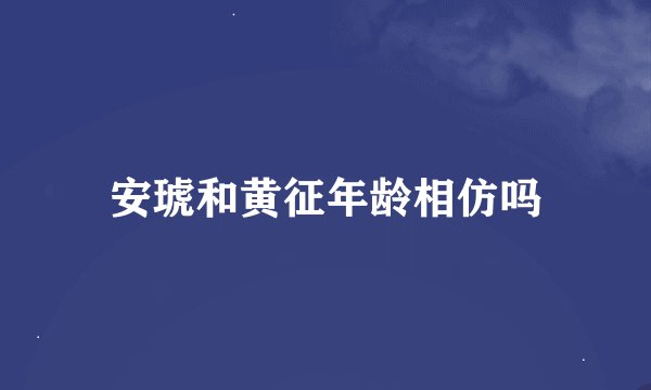 安琥和黄征年龄相仿吗