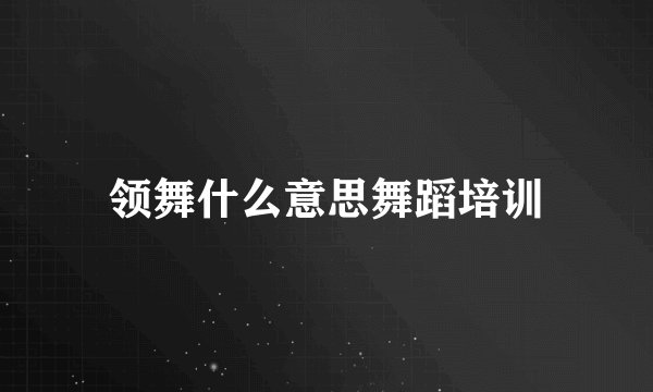 领舞什么意思舞蹈培训