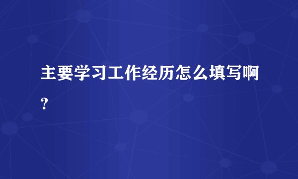 主要学习工作经历怎么填写啊？