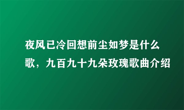 夜风已冷回想前尘如梦是什么歌，九百九十九朵玫瑰歌曲介绍