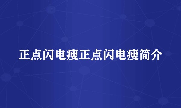 正点闪电瘦正点闪电瘦简介