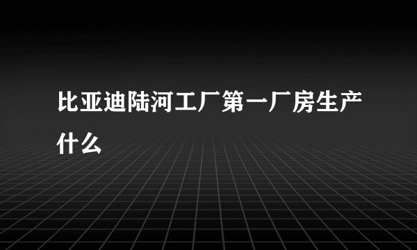 比亚迪陆河工厂第一厂房生产什么