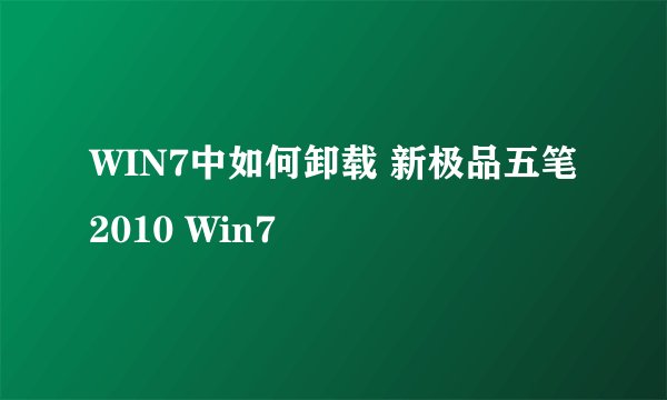 WIN7中如何卸载 新极品五笔2010 Win7