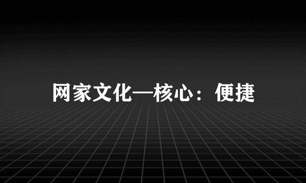 网家文化—核心：便捷