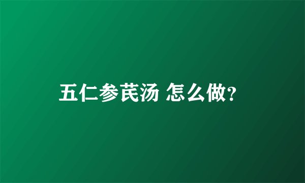 五仁参芪汤 怎么做？