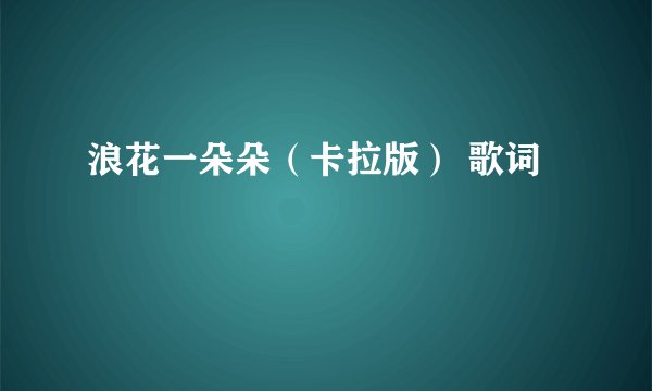浪花一朵朵(卡拉版) 歌词